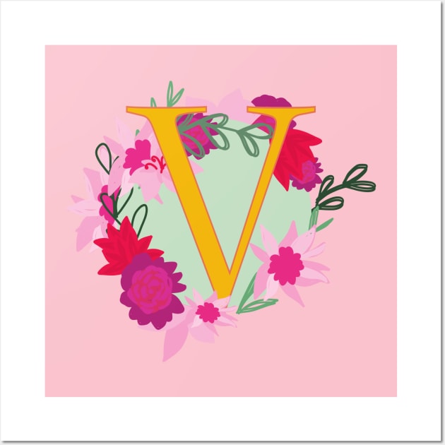 Monogram V, Personalized Initial Wall Art by Bunniyababa